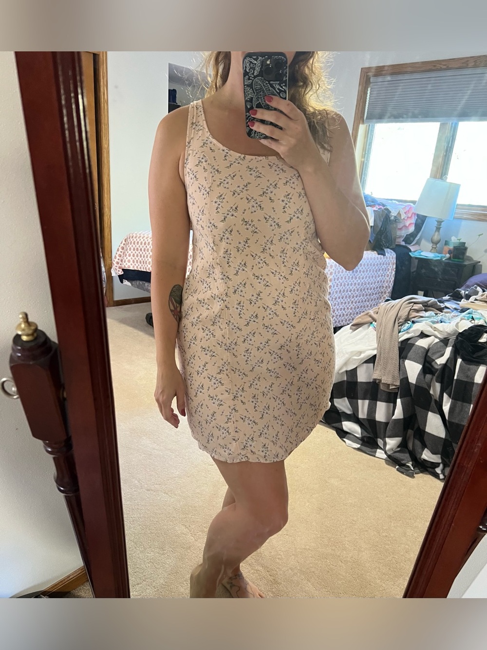 American Eagle Light Pink Floral Mini Dress size medium